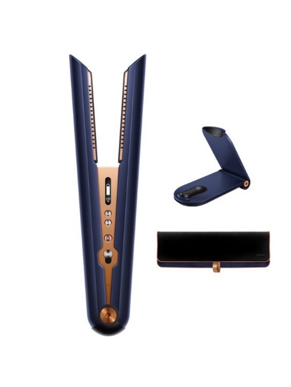 Dyson Navy Blue and Rose Gold Hair Straightener with Case